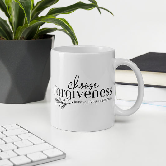 Choose Forgiveness White glossy mug